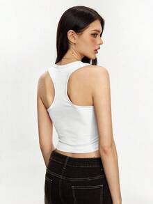 Tideelle Áo tank top crop ôm sát in chữ đính đá phong cách Y2K cho nữ mùa hè, áo thun in hình, áo tank top Diva, áo vest trắng cho nữ, áo tank top mùa hè cho nữ, áo vest cá nhân hóa, áo vest tùy chỉnh, áo cá nhân hóa - trắng - Xem 2