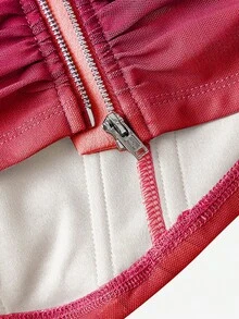SHEIN MOD 粉橘色夏季70年代派對女款露肩魚骨裝飾抓皺收腰束胸結構短版上衣，Sunset Soiree舞會款 - 橘色 - 查看 3
