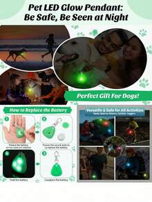 PETSIN 1 Peça Colar Pendente de Estimação com LED de Cor Aleatória, Coleira de Cachorro à Prova d'Água com Luz, Adequada para Caminhadas ao Ar Livre, Luz de Tag de Coleira de Cachorro de Silicone com LED, Bateria Incluída - Multicolorido - Visão 6
