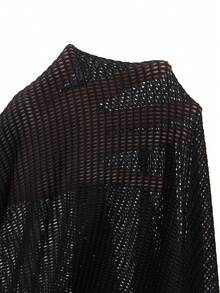 Swim Chiccia 女士不对称玉米片装饰罩衫和迷你裙套装 - 黑色 - 查看 7