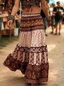 Balvessa Women's Vacation Printed Flared Skirt - Multicolor - View 4