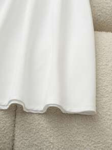 GlowEve Women's Elegant Pleated A-Line Camisole Dress, French Style Waist Cinched White Sleeveless Mini Dress For Summer - White - View 5