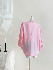 Elamini 条纹落肩休闲长袖衬衫 - 粉色 - 查看 2