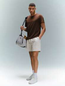 Driftmere 宽松男士斜口袋抽绳腰短裤 - 淺灰色 - 查看 5