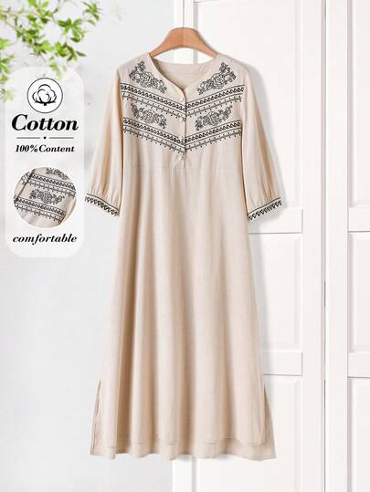 Rusticease Vintage Casual Mid-Length Dress For Women, Cotton 100% Spring Outfit Women Summer Outfit For Women  Spring Dress Women Party Dress  Going Out Outfits  Elegant Dress Women Casual Graphic Dress For Women  Formal Dress