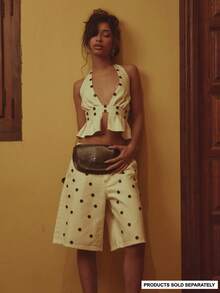 MUSERA Button Detail Halterneck Co-Ord Top Only Spring Summer Cosy Cute Daily Girly Vacation Sunlight Social - Beige - View 2