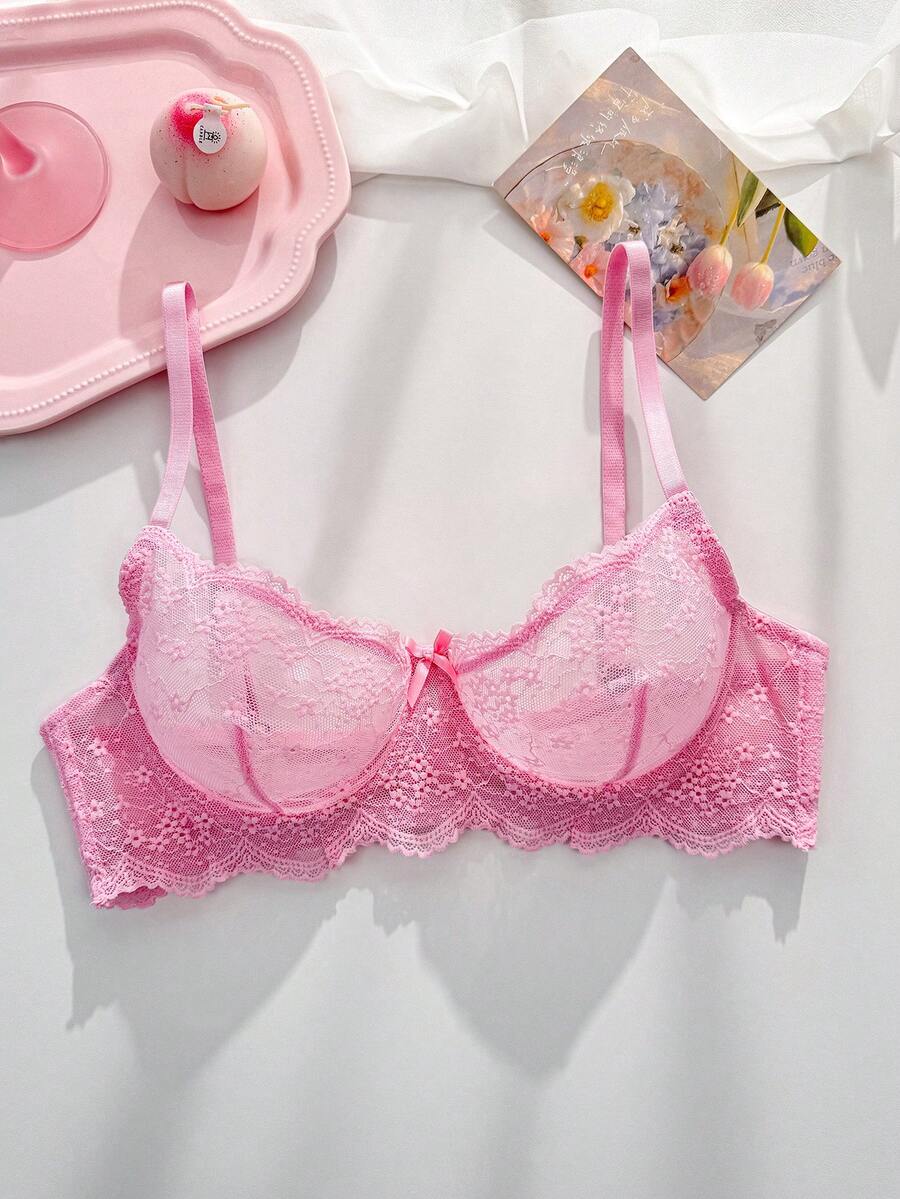 PetitDoll 1 chiếc áo ngực có gọng, cúp mỏng màu hồng dành cho nữ - Hồng - Xem 1