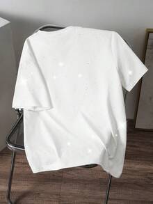 Manfinity Joysei 男士“别评判我”3D字母白色亮面短袖T恤，适合外出、上学、聚会、送朋友等场合 - 白色 - 查看 3