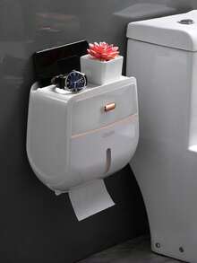 Double-Layer Paper Towel Box, Large-Capacity Bathroom Storage Rack, No-Drill Wall-Mounted Dispenser For Paper Rolls/Towels, Waterproof Paper Towel Holder. - Multicolor - View 7