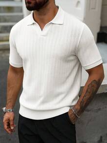 Manfinity CasualCool 男士休闲宽松短袖Polo衫 - 白色 - 查看 4