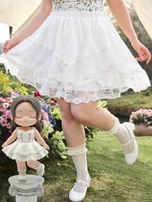 ROMWE Fairycore Falda paraguas de tela texturizada blanca de talla grande, versátil para vacaciones de primavera/verano - Blanco - Ver 11