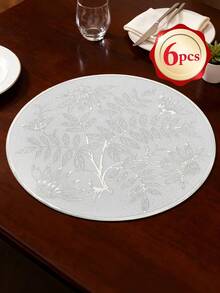 6 piezas de individuales redondos minimalistas de PVC dorado, lavables, fáciles de limpiar, antideslizantes, decoración de mesa de fiesta de boda y comida - Multicolor - Ver 8