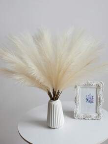 5/10/20/50 Cành Cỏ Pampas giả màu be, loại lớn, cao, xù, hoa giả, cỏ lau, cây giả trang trí phong cách Boho cho tiệc cưới, trang trí nhà cửa, phòng khách, phòng ngủ, cắm hoa, đạo cụ chụp ảnh DIY, trang trí mùa thu. - Màu be - Xem 3