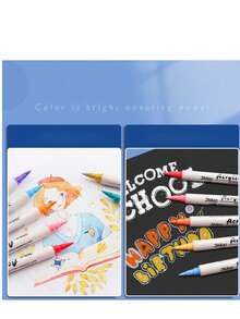 1 Set Acrylic Marker Pen, Colored Paint Marker Pen, Water-Based Double-Tip Pen, Watercolor Pen, Watercolor Oil Painting Pen - Multicolor - View 1