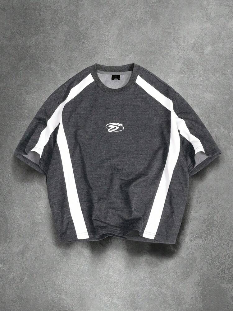 Color Block Crewneck Tee With Side Panels