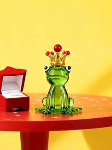 MINKOJA 1pc, Handmade Crystal Frog Statue | Cute Green Frog Ornament, Suitable For Holiday And Table Decoration, Home Decoration, Valentine's Day, St. Patrick's Day, Easter, Party Gift,Easter,Easter Gift,Miniature Things, - Multicolor - View 4