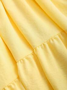Sweetra Women's Casual Solid Color Top And Skirt 2 Pieces Set, Spring/Summer - Yellow - View 3