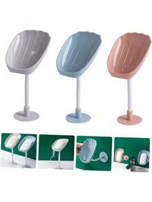 1/3 piezas Soporte de pared para jabón con forma de concha multicolor con drenaje, sin necesidad de taladrar, instalación adhesiva, bandeja de jabón, estante de almacenamiento de baño, organizador para baño, cocina, esponja, estropajo, accesorios para el hogar - Multicolor - Ver 16