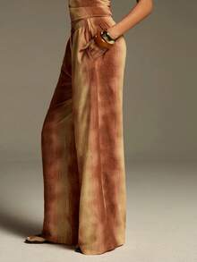 Athîral Women's Tie-Dye Print Asymmetric Hem Bandeau Top And Pants Casual 2 Pieces Set - Multicolor - View 7