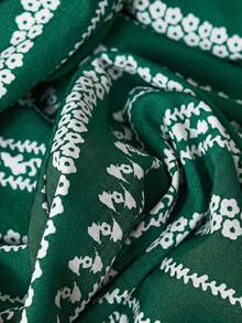 Rusticease 女式休闲纯色缺口领衬衫和条纹裤两件套，秋季 - 綠色 - 查看 7