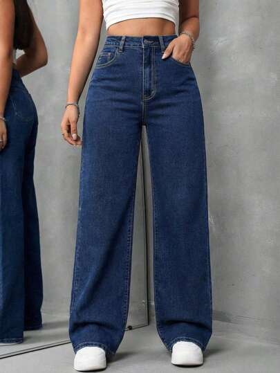Pantalones Vaqueros Anchos para Mujer - Estilo Retro, Moda Urbana y Versátil