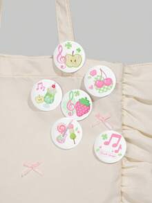 ROMWE 4.4 Cm / 1.73 Inches Note, Apples, Musical Notes, And Strawberries, Decorative Pins, Brooches, Badges, Buttons For Sewing Onto Clothes, Bags, Backpacks, Perfect For Music Festival Decorations,Great Gifts For Friends And Family - Green - View 5