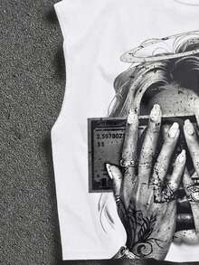 Manfinity ZONE917 Men's Round Neck Graphic Print Casual Versatile Daily Wear Top - White - View 4