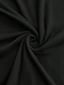 SHEIN Tall 高个系列女士宽领纽扣A字收腰优雅连衣裙 - 黑色 - 查看 7