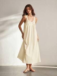 Ocili Women's Solid Color Sleeveless Casual Dress - Beige - View 2