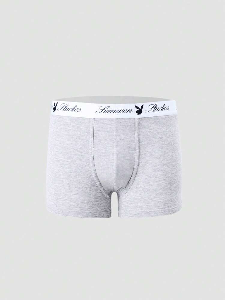 PLAYBOY X SUMWON 2枚組 メンズボクサーブリーフ パンツ ウサギ柄 ブラック&グレー