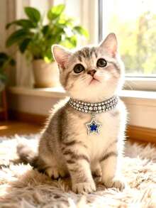 PETSIN 1 pieza Collar de mascota con strass en forma de estrella, circunferencia del cuello ajustable, collar para gato, collar para perro, accesorios para mascotas, suministros para mascotas - Multicolor - Ver 20