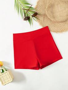 Swim Basics Women's Solid Color High Waist Swimwear Bottom - Red - View 7