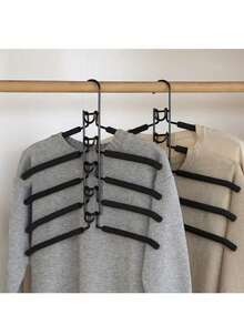 5 Packs Metal Heavy-Duty Space-Saving Coat Hangers, 5-In-1 Multi-Layer, With Non-Slip Foam Padding, For Coats, Sweaters, Suits And T-Shirts - Multicolor - View 2