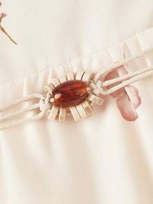 SHEIN MOD Đầm dài dáng rộng màu mơ in họa tiết, đính cườm, cổ vuông, thích hợp cho các buổi đi chơi và kỳ nghỉ xuân/hè. - Nhiều màu - Xem 4