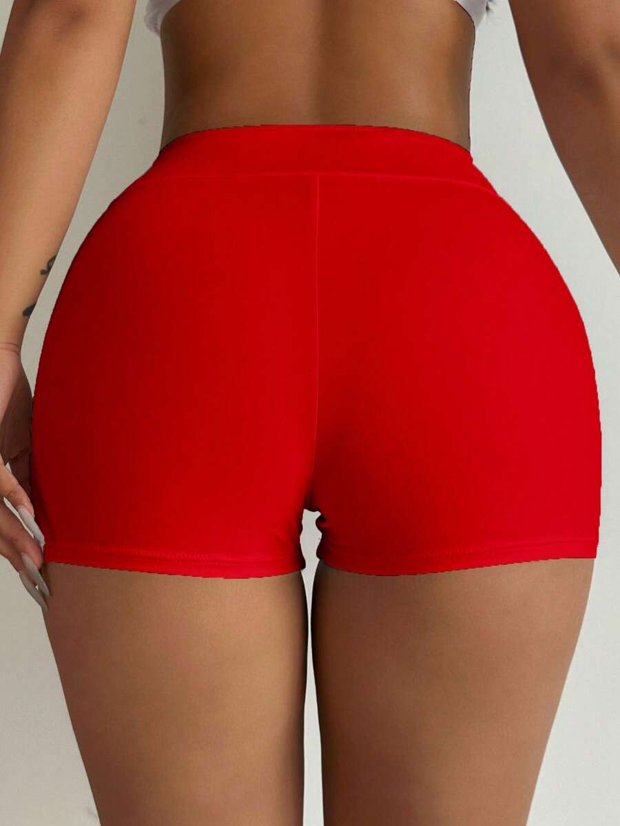 Swim Basics Women's Solid Color High Waist Swimwear Bottom - Red - View 1