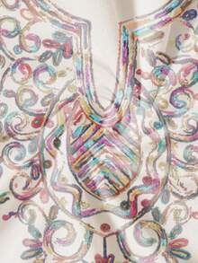 Manfinity Homme 男士复古奢华几何漩涡图案休闲圆领短袖T恤 - 彩色 - 查看 6