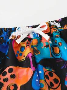 男童泳装套装 - 短袖防晒上衣和沙滩短裤，夏季休闲运动泳衣 - 彩色 - 查看 5