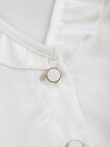 GlowEve Women's Casual Loose Fit Shirt With Ruffle Trim Design - White - View 4