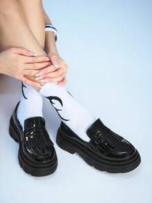 Sugerpunk 女士厚底坡跟鞋，休闲百搭日常鞋 - 黑色 - 查看 6