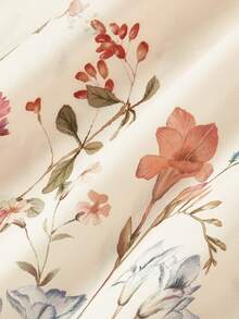 SHEIN MOD Đầm dài dáng rộng màu mơ in họa tiết, đính cườm, cổ vuông, thích hợp cho các buổi đi chơi và kỳ nghỉ xuân/hè. - Nhiều màu - Xem 5