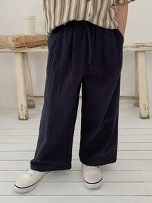 DAZY Toddler Boys' Plain Simple Casual Pants - Navy Blue - View 2