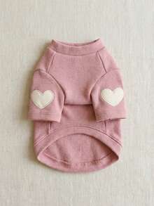 PETSIN 柔软弹力面料，轻盈透气，亲肤舒适，爱心刺绣，四季通用，日常休闲宠物基本款服装，适合所有中型犬，泰迪比熊犬，时尚可爱宠物服装，经典宠物服装，必备宠物服装 - 粉色 - 查看 2