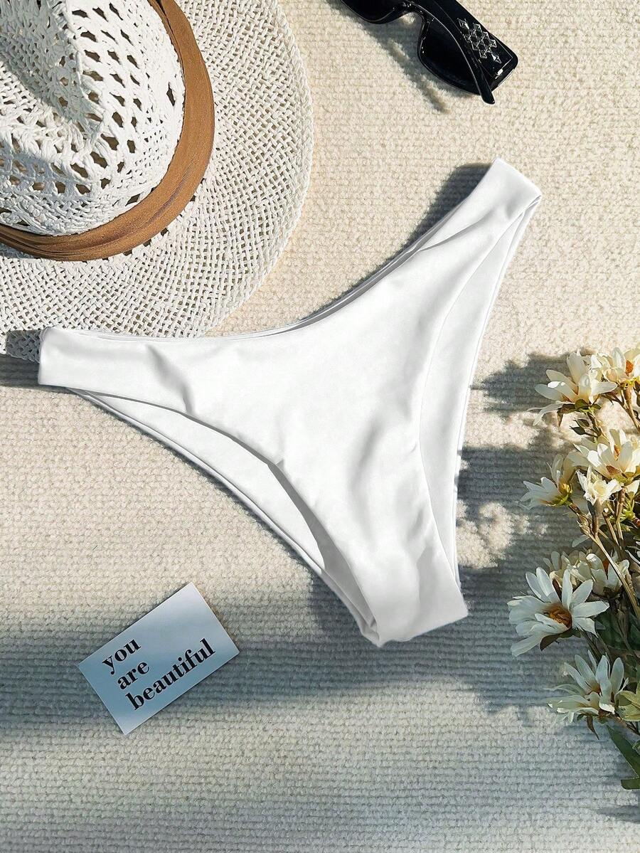 Swim Basics Đồ bơi bikini màu trơn dành cho nữ - trắng - Xem 1