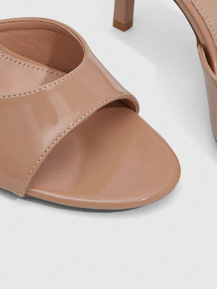 CUCCOO SZL Women's High-Heeled Sandals Round Toe 9CM Women's Elegant Thin-Heeled High-Heeled Shoes Adjustable Cross-Strap Buckle Easy To Wear, Mirror PU Material Apricot High-Heeled Shoes, Kitten-Heeled Dinner Shoes, Fashionable And Versatile, Suitable For Daily/Parties/Valentine's Day Dating/Spring Festival Thanksgiving Party Party/Commuter Office/Outer Wear Women's Shoes Prom Heels