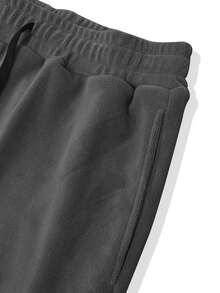 Manfinity Campus Court Pantalones cortos grises con bordado de letra de Nueva York para hombres - Gris - Ver 5