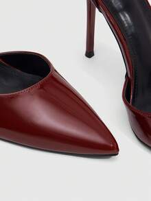 CUCCOO SZL Pink Satin Pointed Toe Elegant Pumps, Versatile High Heels For Commuting And Date Nights, Graceful And Sophisticated Style For Christmas - Burgundy 1 - View 5
