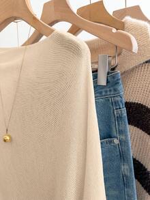 GlowEve Poncho de punto holgado y casual de estilo vacacional para mujer, primavera/verano - Albaricoque - Ver 3