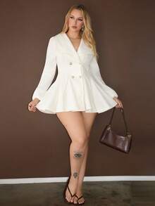 Arliah 女士貂皮袖口领腰部 A 字型优雅日常通勤厚羊毛大衣 - 杏色 - 查看 1