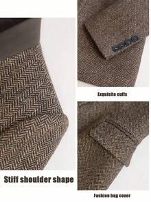 Franclia Petite 一件纯色单排扣优雅假口袋长袖西装外套 - 棕色 - 查看 4