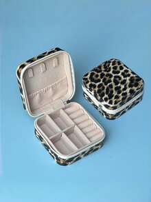 1 pieza Caja de almacenamiento de joyas en miniatura, estuche de viaje con cremallera para exhibición de joyas para aretes, collares, anillos, caja de joyas de cuero portátil, bolsa de almacenamiento de cosméticos, mini bolsa, estuche de maquillaje de viaje, bolsa de accesorios de maquillaje - Multicolor - Ver 7